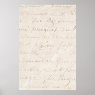 Poster papier parcheminé français vintage de manuscrit 