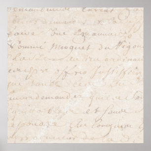 Poster papier parcheminé français vintage de manuscrit de