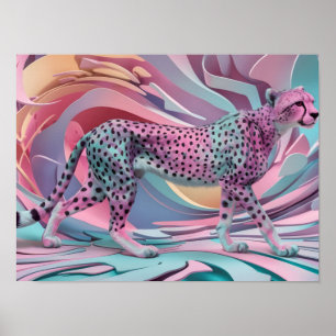 Poster Papier peint Abstrait Cheetah en couleur pastel