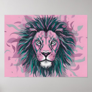 Poster Papier peint Abstrait Lion de couleur pastel
