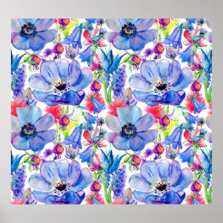 Poster Papier peint Aquarelle Fleurs Sauvages