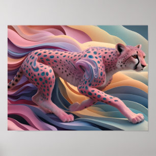 Poster Papier peint couleur pastel Cheetah Abstrait