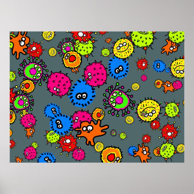 Poster Papier peint de bactéries (Devant)