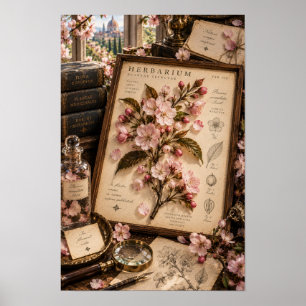 Poster Papier peint de bureau Herbier Fleur de cerisier v