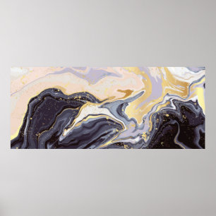 Poster papier peint de luxe. Marbre rose et noir et or a