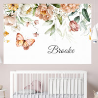 Papier peint de nurserie aux fleurs aquarelles vin