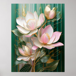 Poster Papier peint en fleurs japonais Magnolia Art