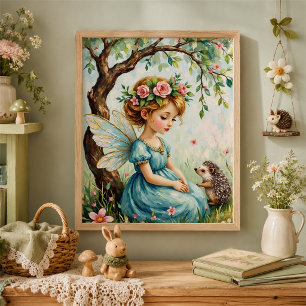 Poster Papier peint fantaisiste pour la nurserie avec fée