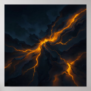 Poster Papier peint Fissure de magma lumineux - Texture l