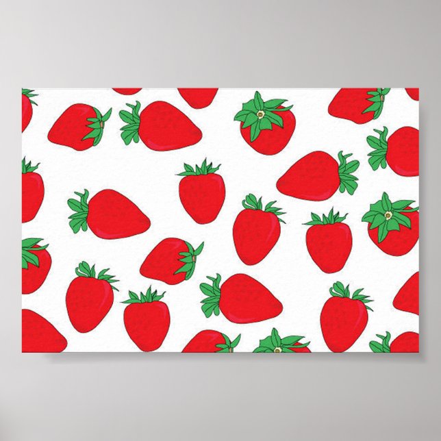 Poster Papier peint fraise (Devant)