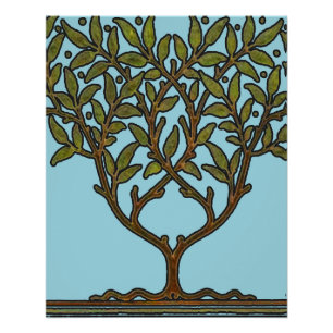 Poster Papier peint frise d'arbre de William Morris Flora