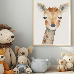 Poster Papier peint moderne aquarelle girafe pour nurseri
