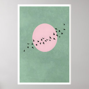 Poster Papier peint oiseaux volants - Silhouettes minimal