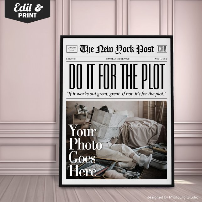 Poster Papier Personnalisé Imprimer Faites-Le Pour L'Art  (Custom Art Trendy Newspaper Print, Do it for The Plot, Hot Girls Poster, New York News)