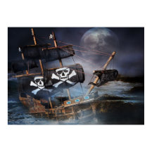 Poster papier PIRATE GHOST NAVIRE STRANDED ON ROCK