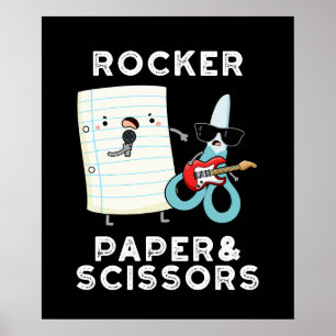 Poster Papier Rocker Et Ciseaux Drôle Jeu Jeu Pun Dark BG