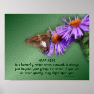 Poster Papillon 5 Bonheur Citation Inspiration Nature
