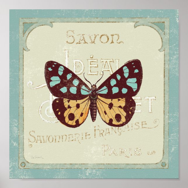 Poster Papillon à motif vintage (Devant)