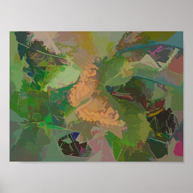 Poster Papillon Abstrait dans les variations de couleur (Devant)