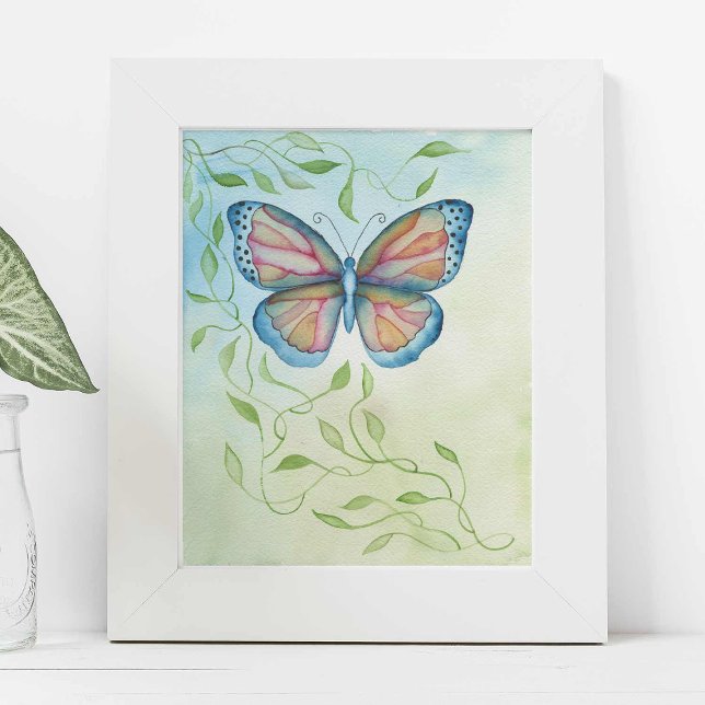 Poster Papillon aquarelle par Victoria Grigaliunas (Watercolor butterfly art by Victoria Grigaliunas of Do Tell A Belle.)