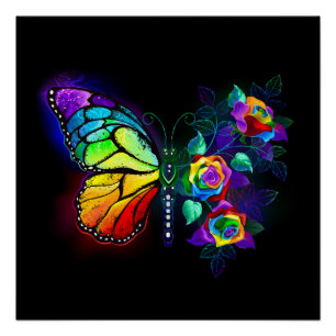 Poster Papillon arc-en-ciel