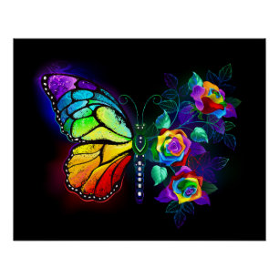 Poster Papillon arc-en-ciel