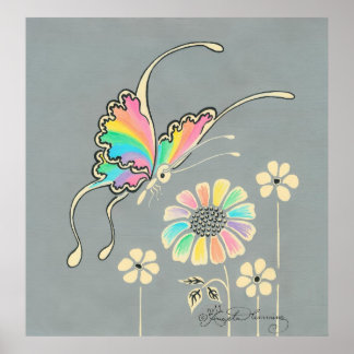 Poster Papillon arc-en-ciel Imaginaire