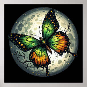 Poster Papillon au clair de lune