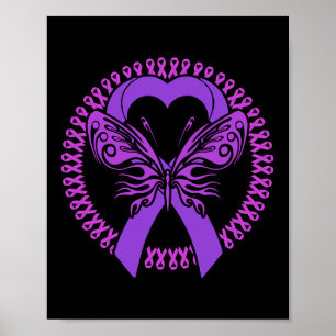 Poster Papillon au ruban - Sensibilisation à la fibromyal