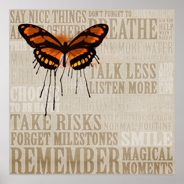 Poster Papillon avec des Mots (Devant)