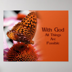Poster Papillon Avec Dieu Citation De La Bible Inspirante