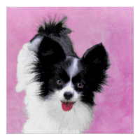 Papillon (blanc et noir) Peinture - Chien Art