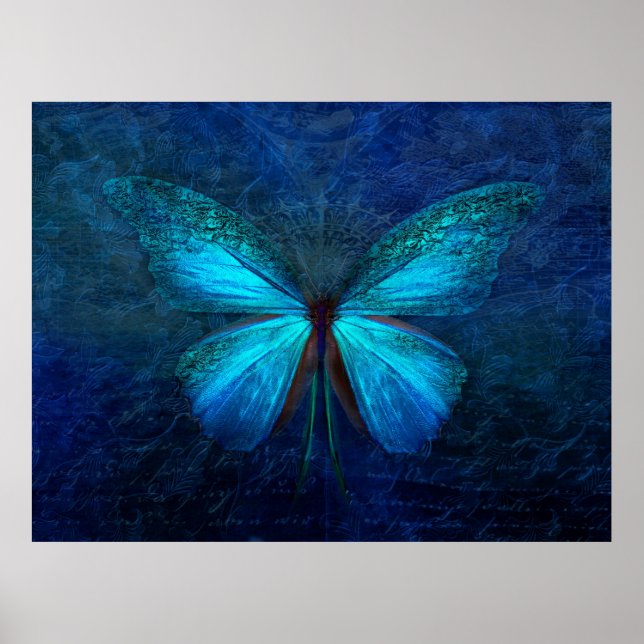 Poster Papillon bleu (Devant)