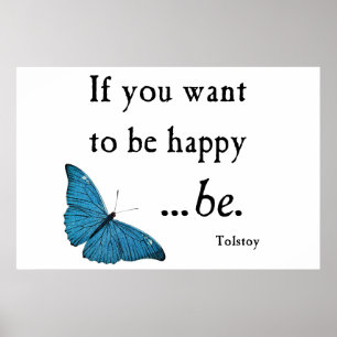 Poster Papillon bleu vintage et citation de bonheur de
