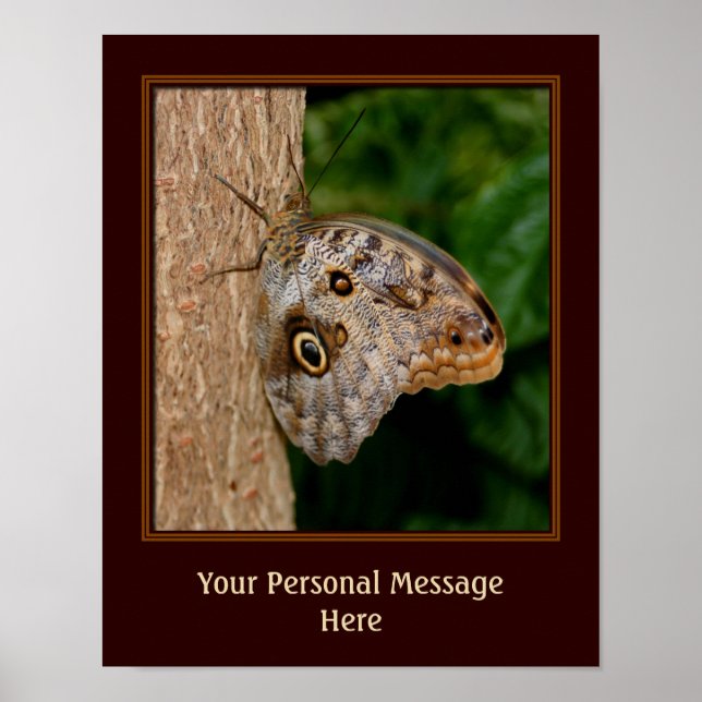 Poster Papillon Brown sur arbre Personnalisé (Devant)