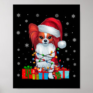 Poster Papillon Chien Moche Xmas Éclat Père Noël Papillon