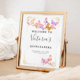 Poster Papillon Ciel Coral Gold Papillons de bienvenue