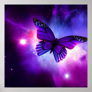 Poster Papillon Ciel Violet
