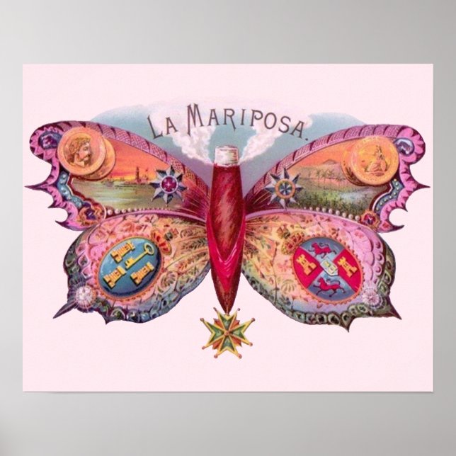 Poster Papillon Cigar Peinture Antique (Devant)