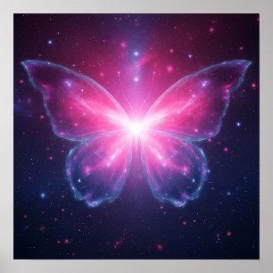Poster Papillon Cosmique de Lumière dans un Rêve Galactiq