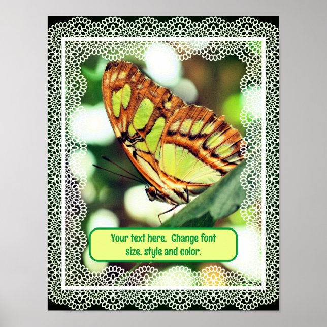 Poster Papillon Créez votre propre texte personnalisé (Devant)
