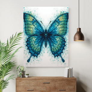 Poster Papillon d'art fractal de fantaisie moderne aquare