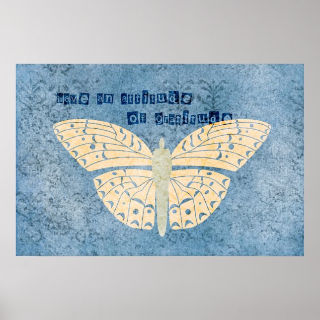 Poster Papillon d'attitude de gratitude (Devant)
