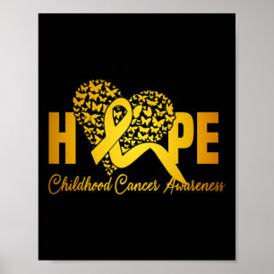 Poster Papillon de cœur Espoir de guérison Cancer infanti