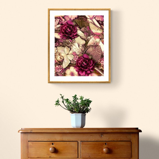 Poster Papillon De Collage Et Décoratif Rose (Créateur téléchargé)