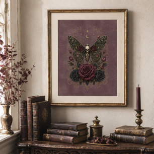Poster Papillon de la mort gothique victorien antique pru