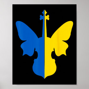 Poster Papillon de paix en Ukraine Violon Drapeau ukraini