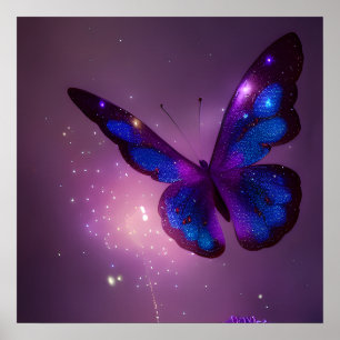 Poster Papillon de poussière de pixie pourpre Indigo