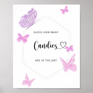 Poster Papillon devine combien de bonbons