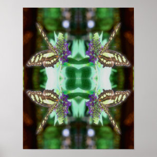 Poster Papillon Dreamy Sur Flower Nature Abstrait